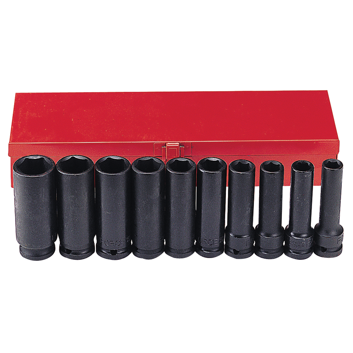 10pc 1/2"DR. 6pt. Flank deep impact socket set (SAE)