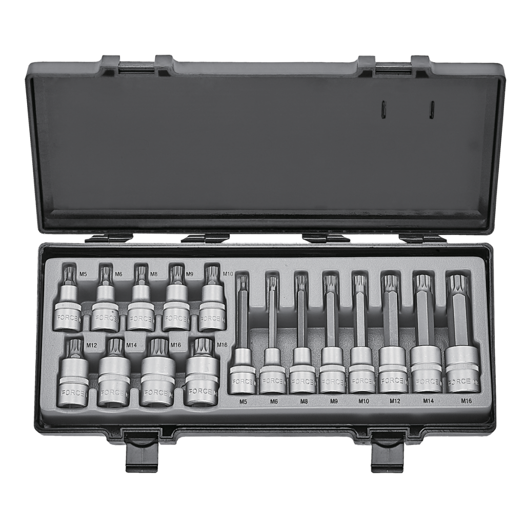 17pc 1/2"DR. Spline socket bit set