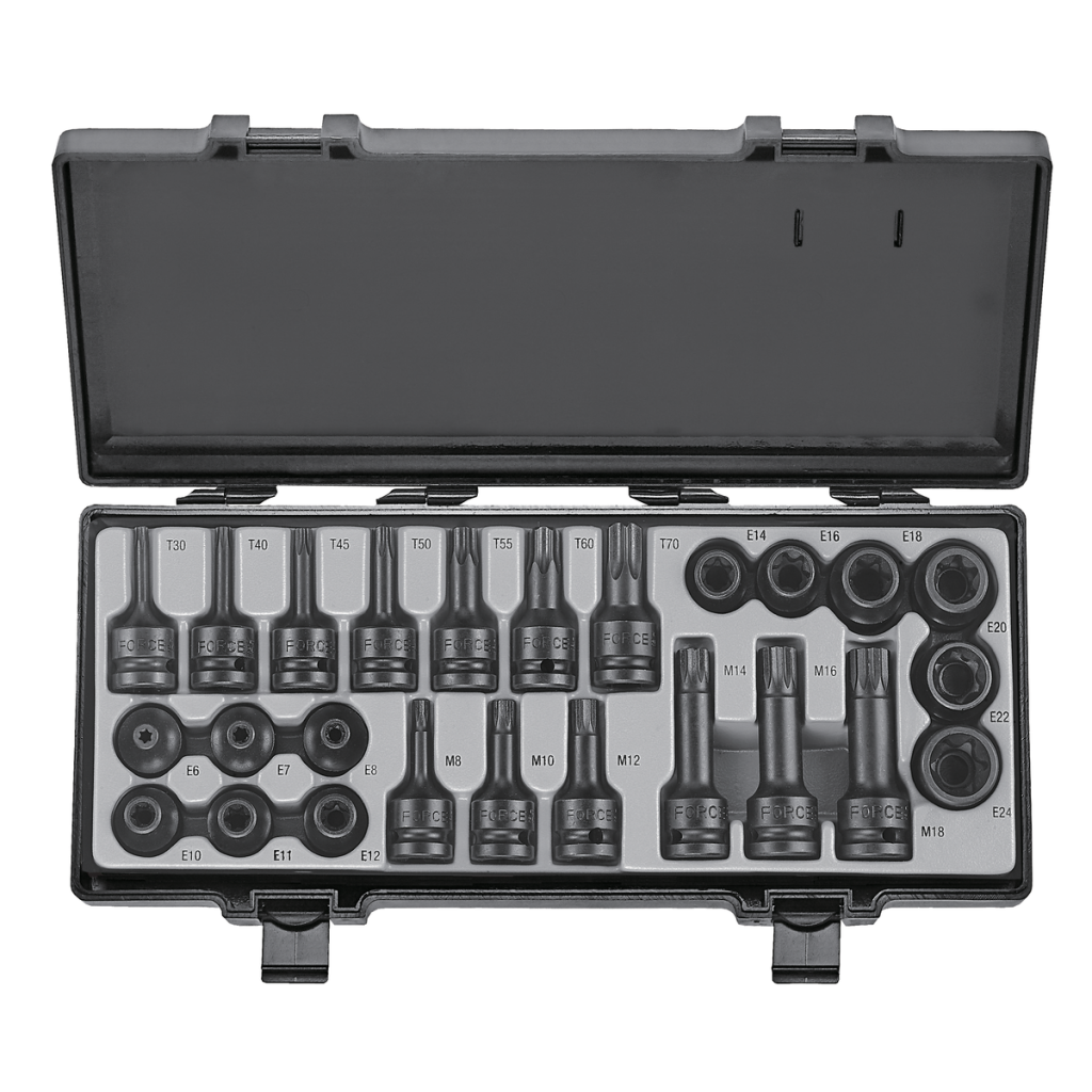 25pc 1/2"DR. Impact star socket & star and spline socket bit set