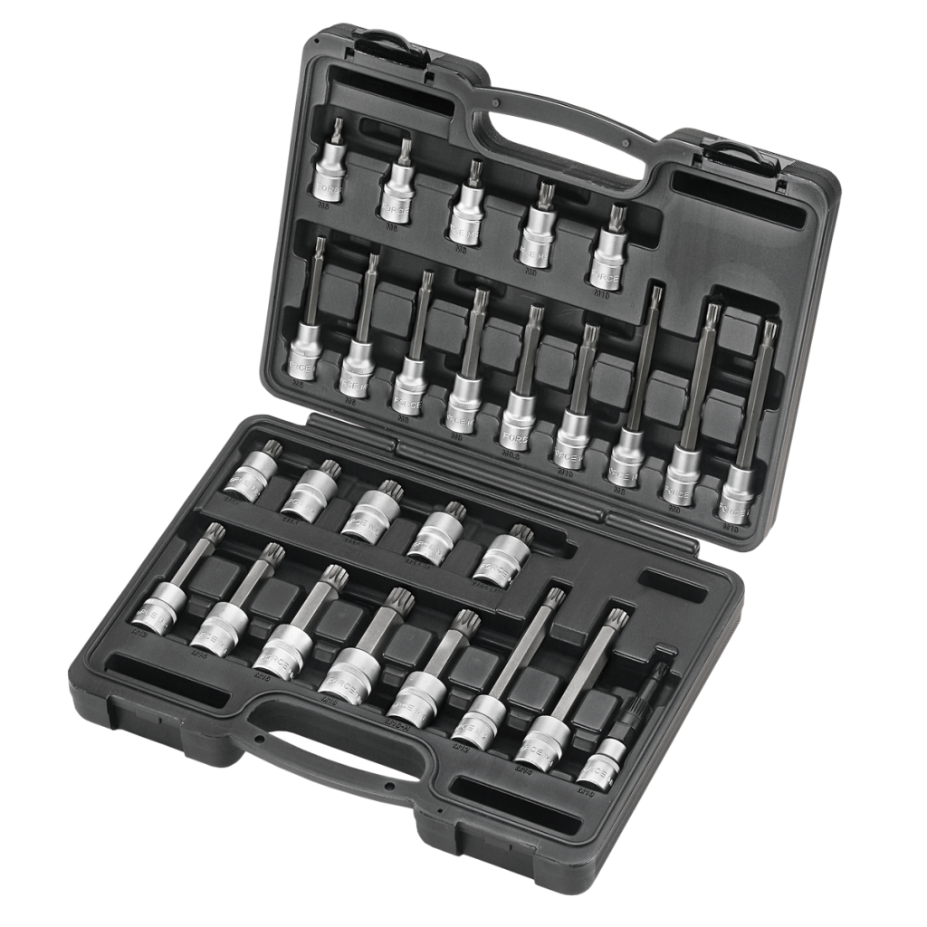 28pc 1/2"DR. Spline socket bit set