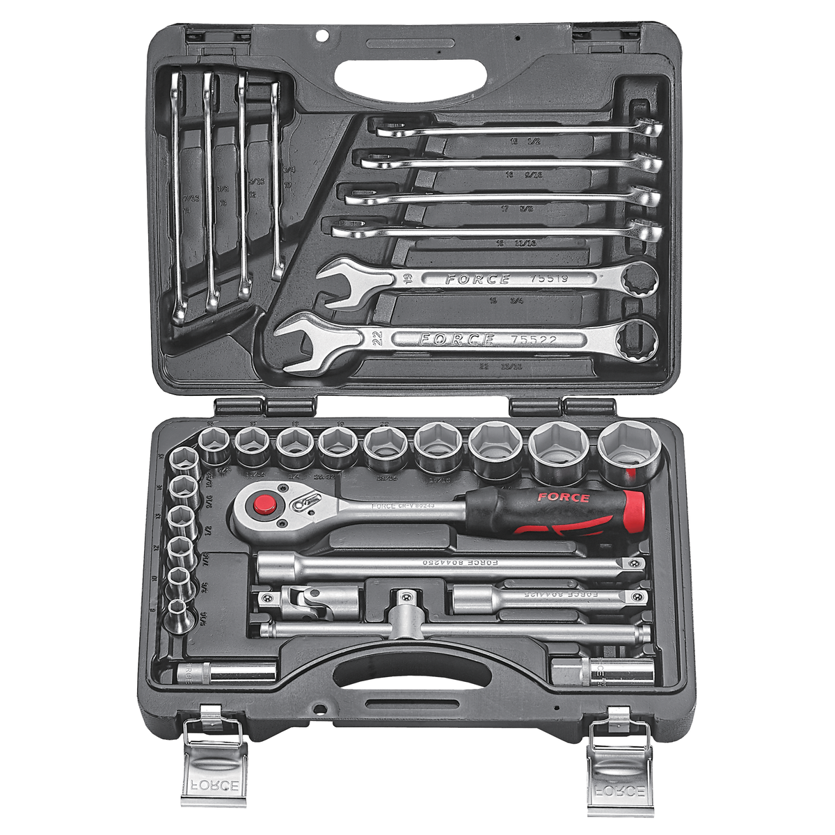 32pc 1/2"DR. 6pt. Flank socket & combination wrench set