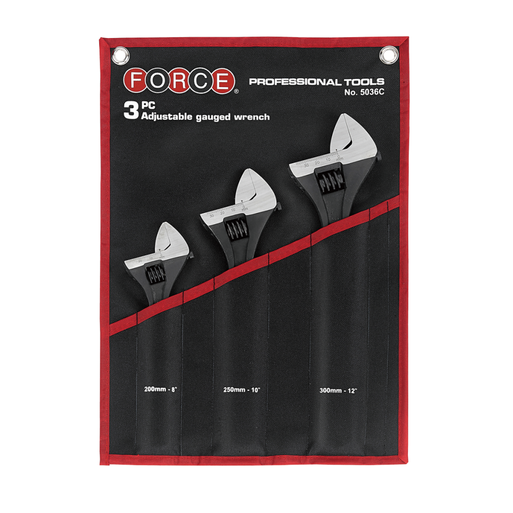 3pc Adjustable gauged wrench set