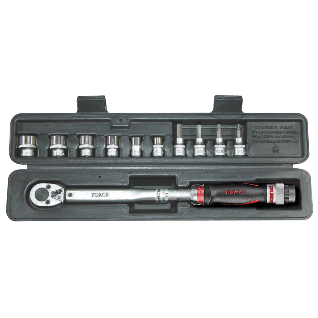10pc Head-interchangeable torque wrench & spanner set
