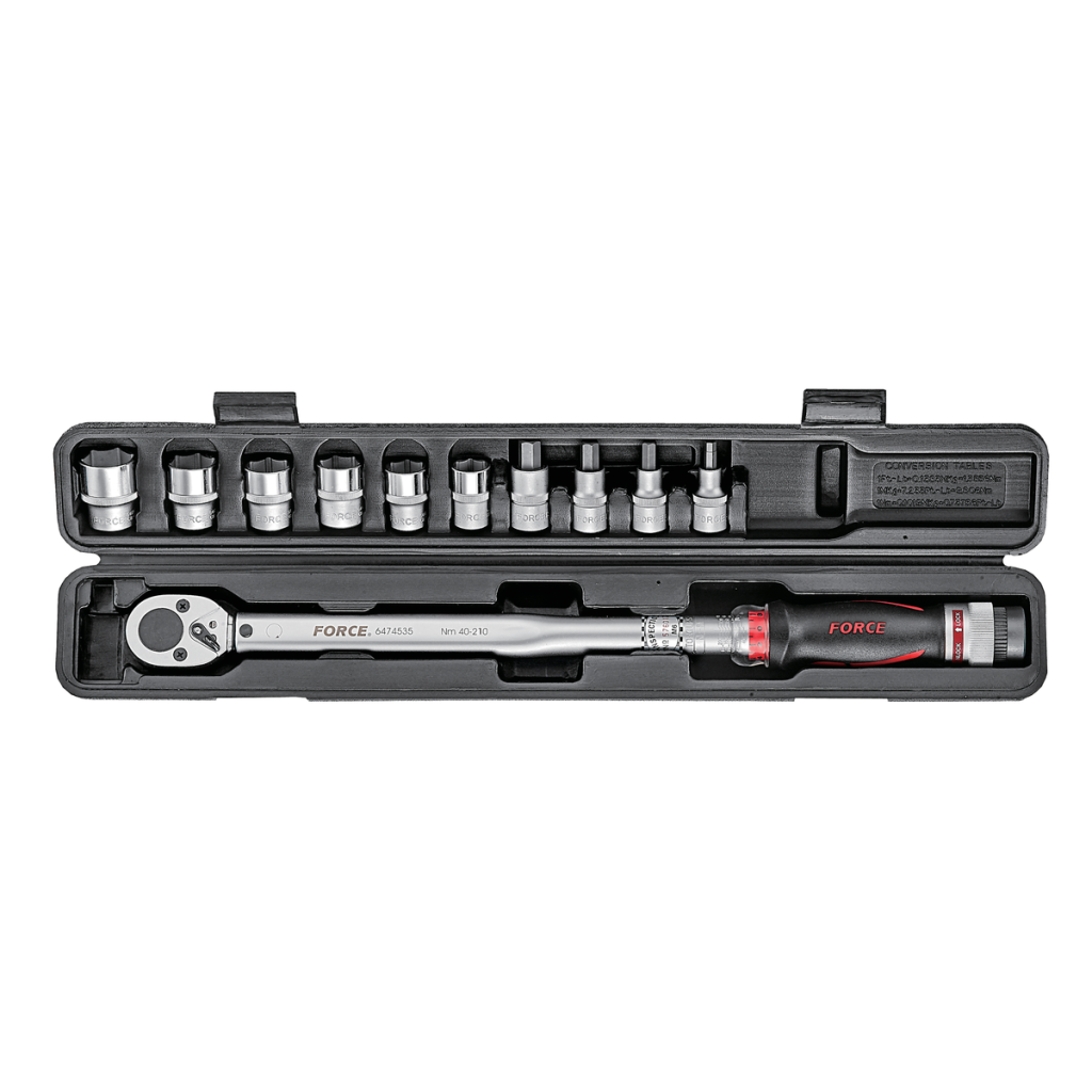 10pc Head-interchangeable torque wrench & spanner set