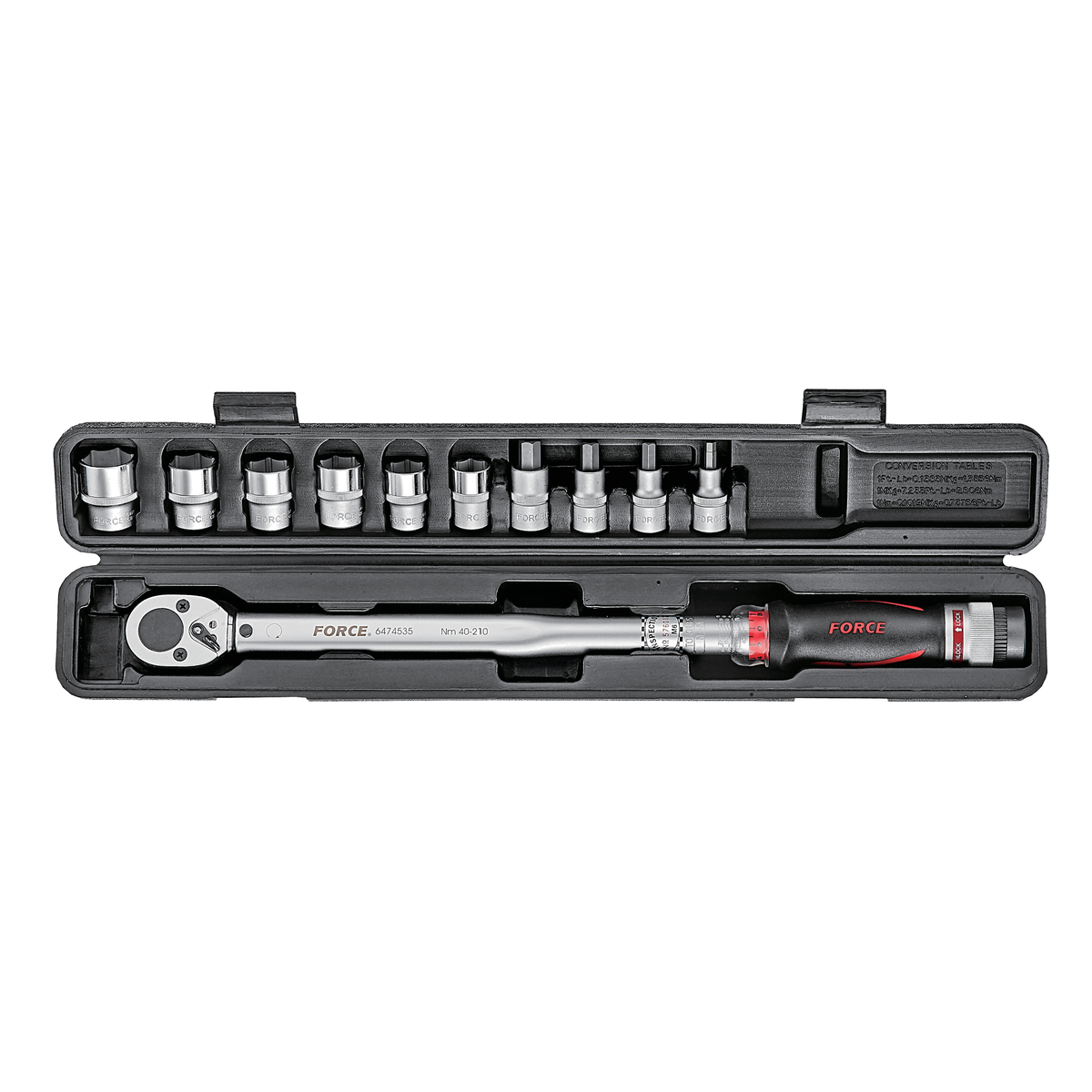 10pc Head-interchangeable torque wrench & spanner set