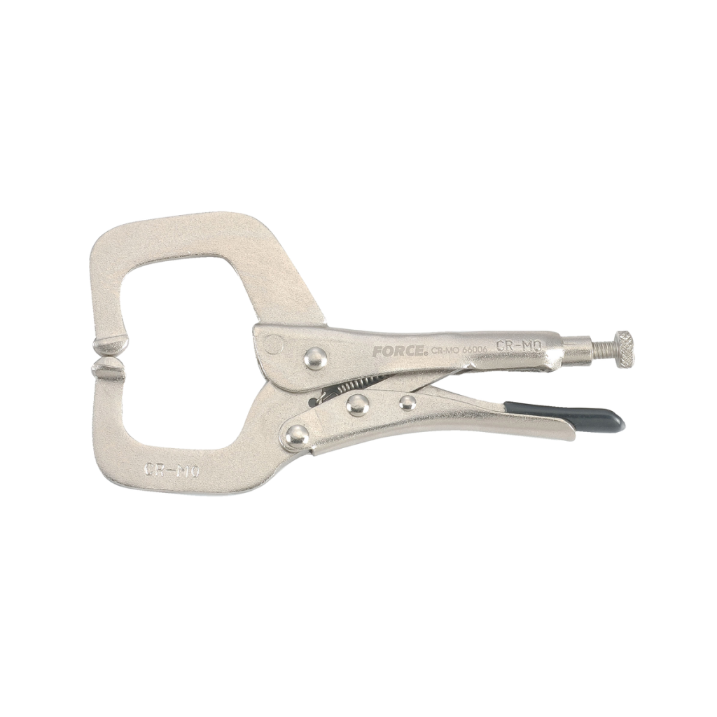 Locking "C" clamp with easy release