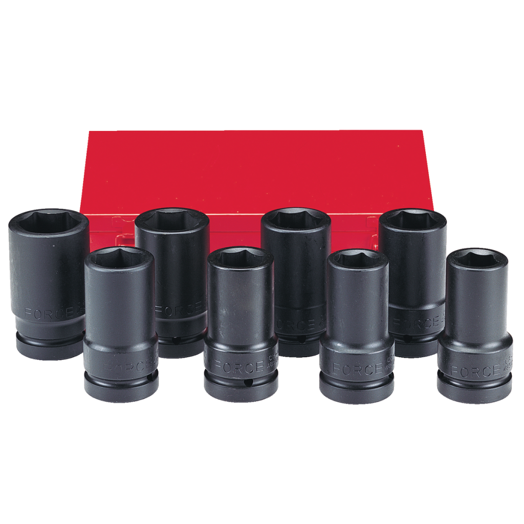 8pc 1"DR. 6pt. Flank deep impact socket set (SAE)