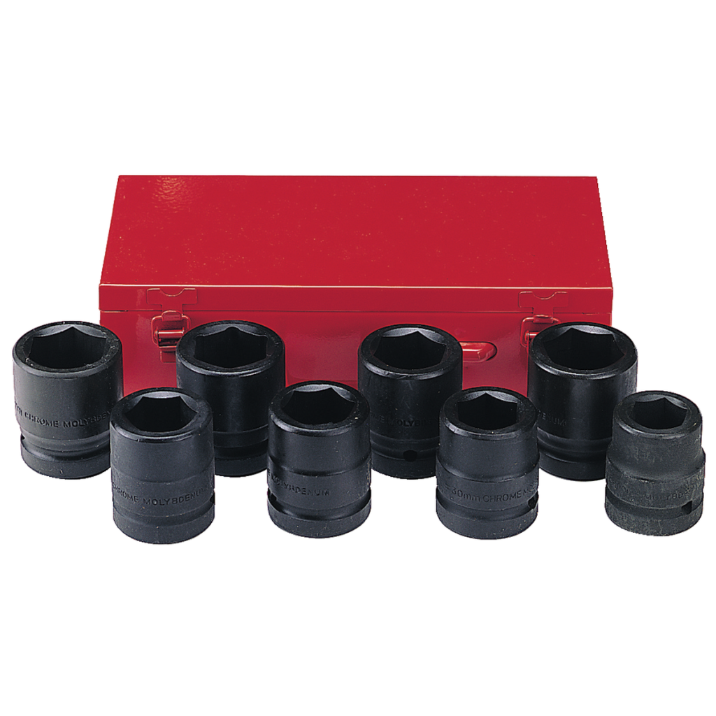 8pc 1"DR. 6pt. Flank impact socket set (SAE)