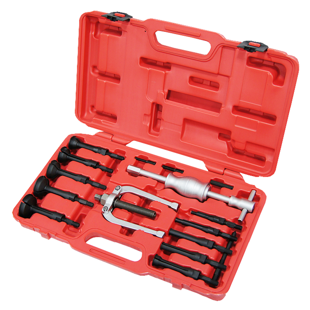 Blind hole bearing puller and slide hammer set