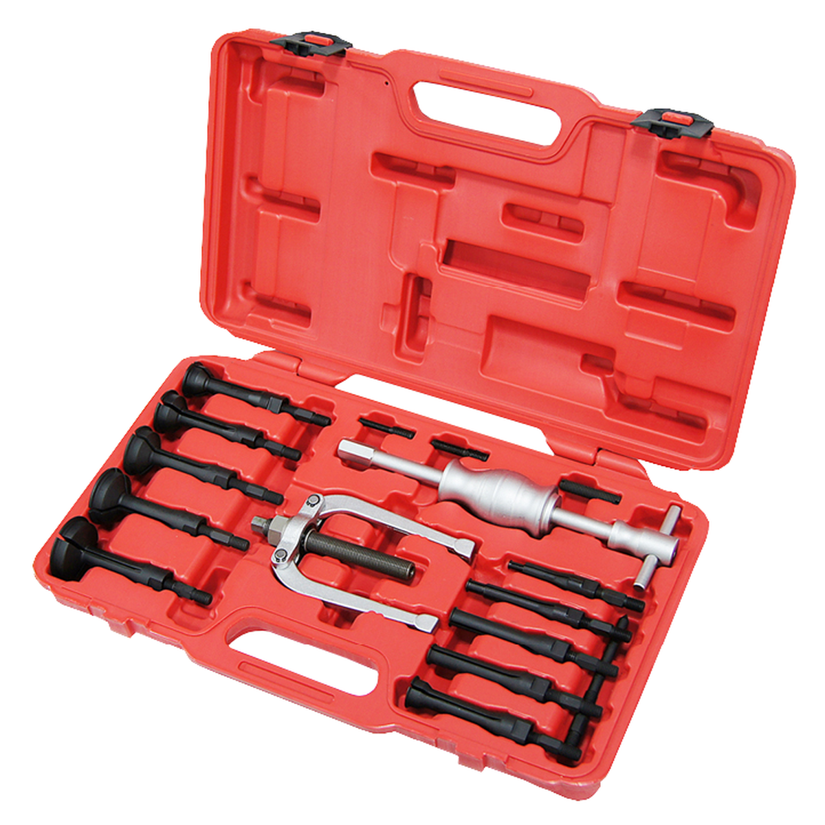 Blind hole bearing puller and slide hammer set
