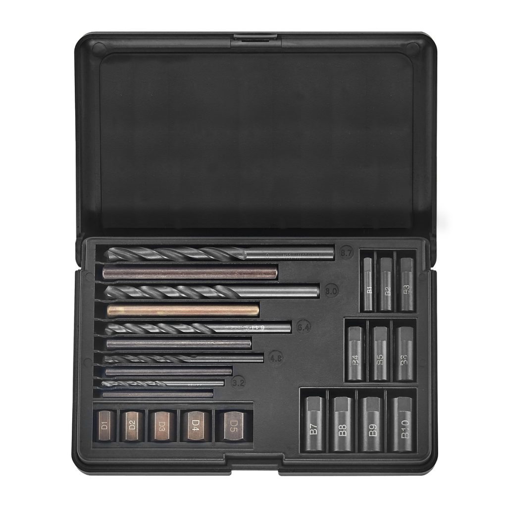 25pc Screw extractor / drill & guide set
