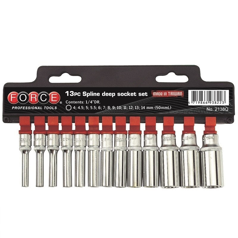 Force 13pc 1/4"DR. Spline deep socket set