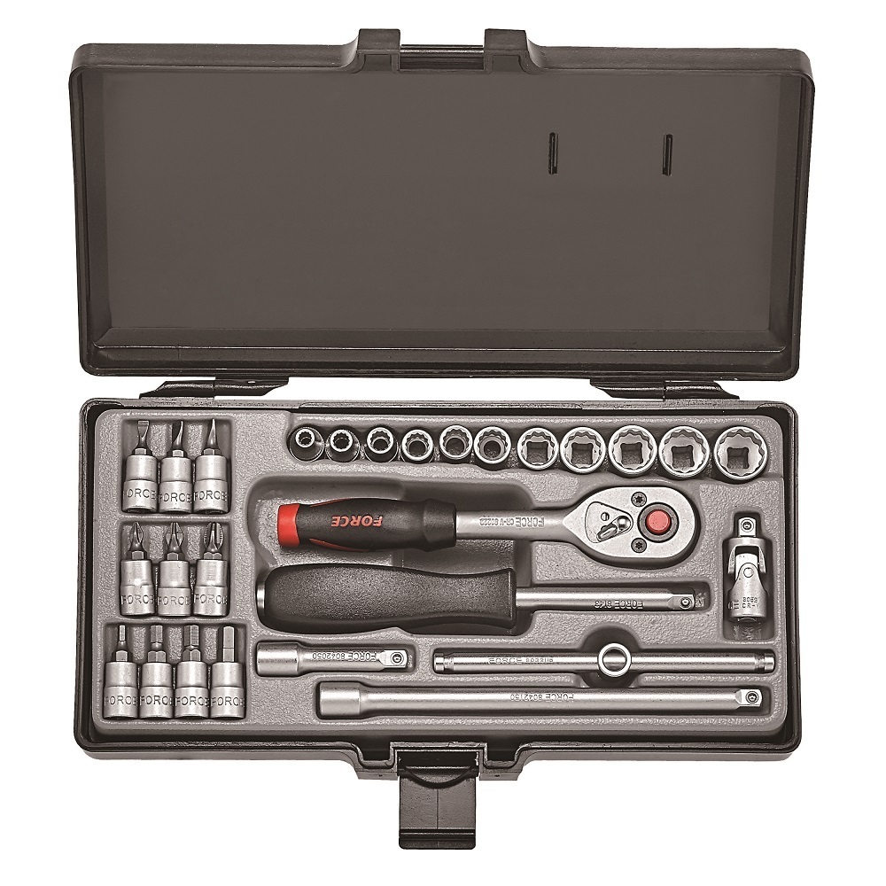 Force 27pc 1/4"DR. 12pt. Flank socket combination set (SAE)