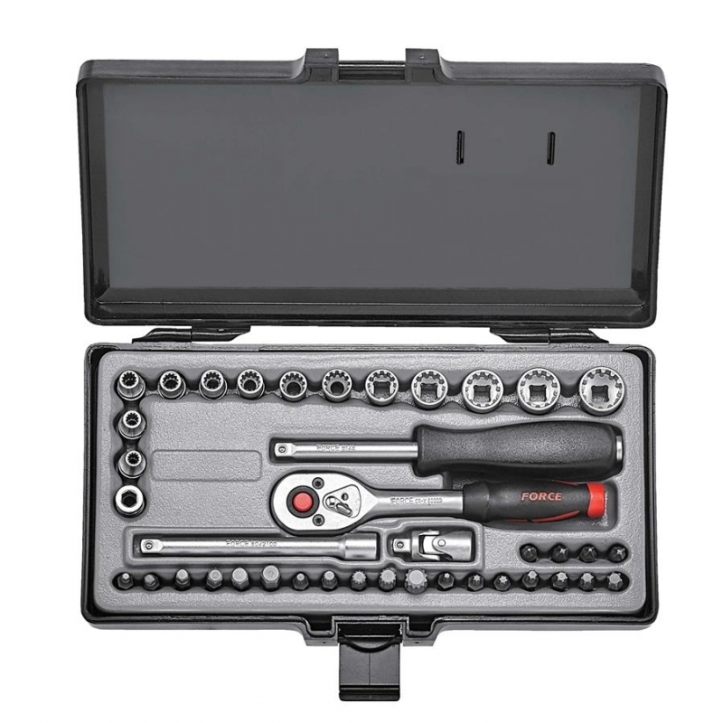 Force 40pc 1/4"DR. Spline socket combination set