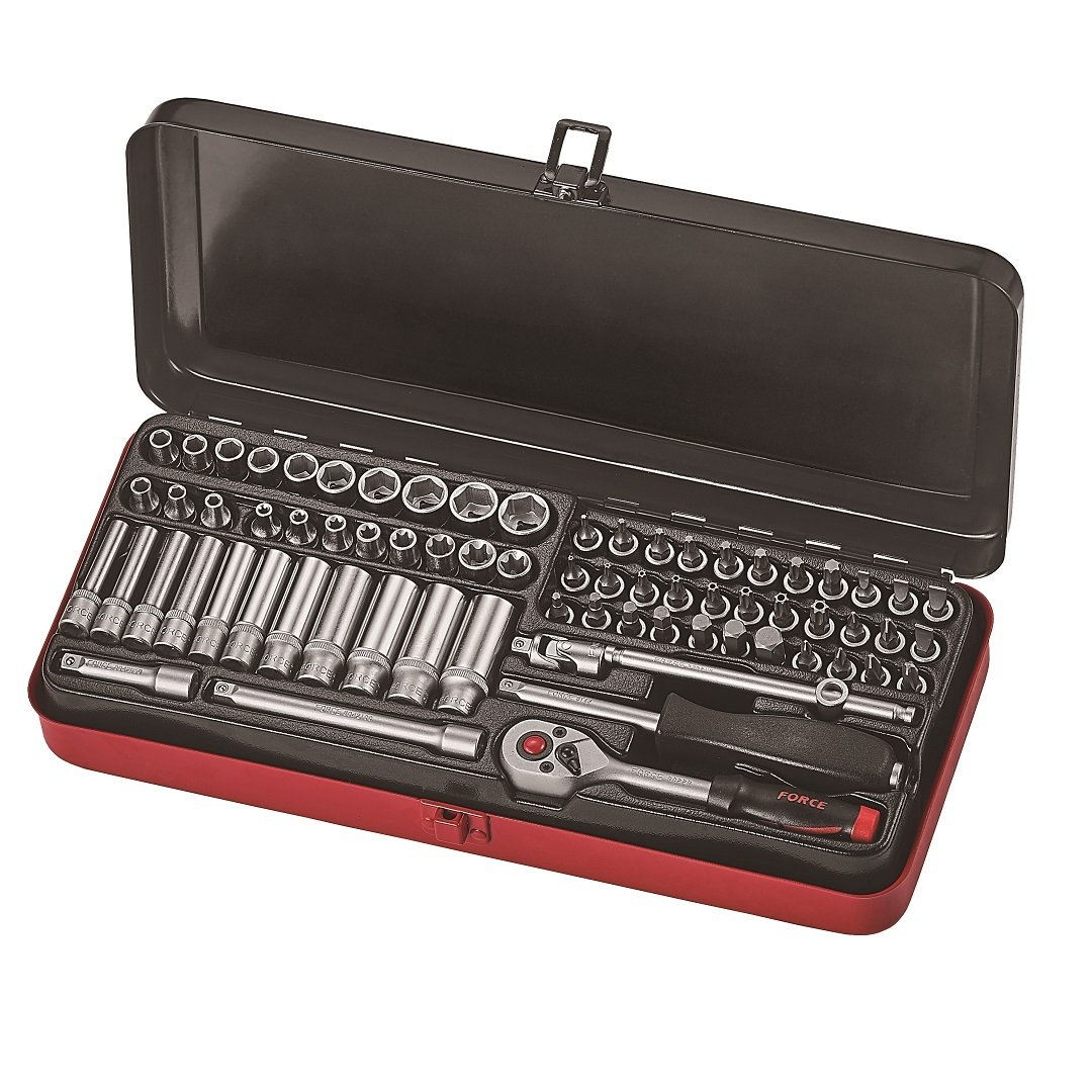 Force 71pc 1/4"DR. 6pt. Flank & star socket combination set