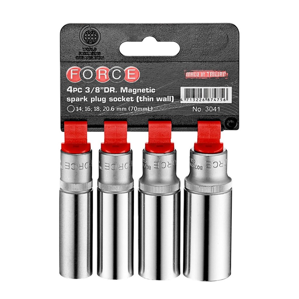 Force 4pc 3/8"DR. Magnetic spark plug socket (thin wall)