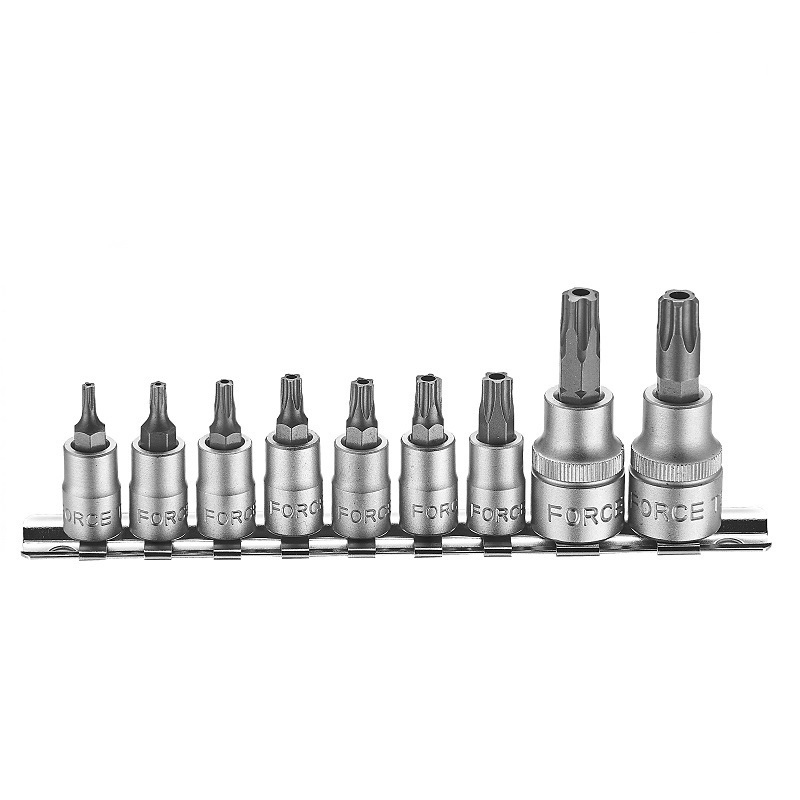 Force 9pc 1/4" & 3/8" Five-sided star tamperproof socket bit set
