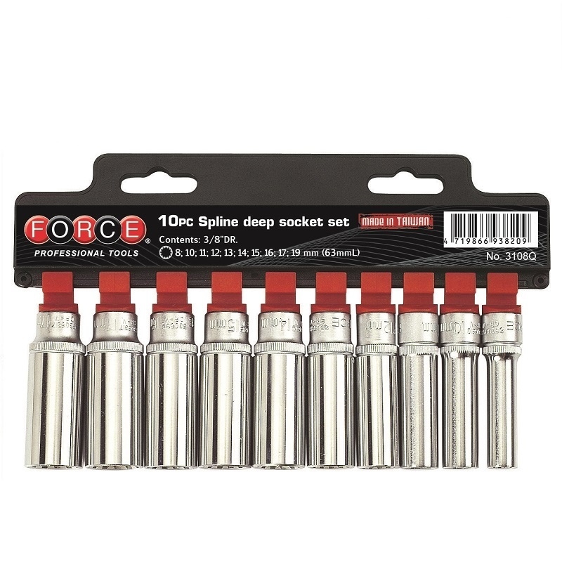 Force 10pc 3/8"DR. Spline deep socket set