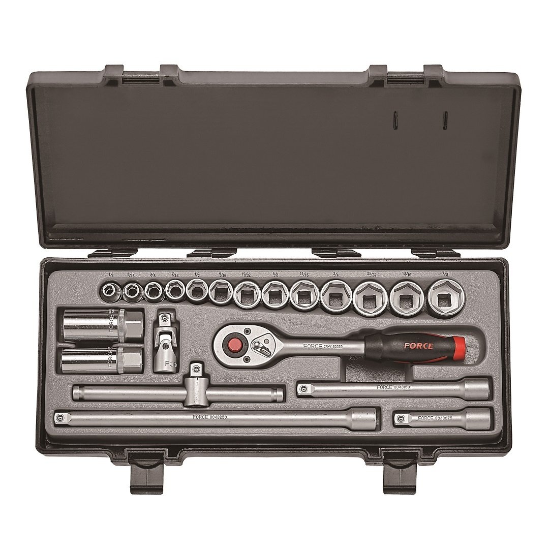 Force 21pc 3/8"DR. 6pt. Flank socket combination set (SAE)