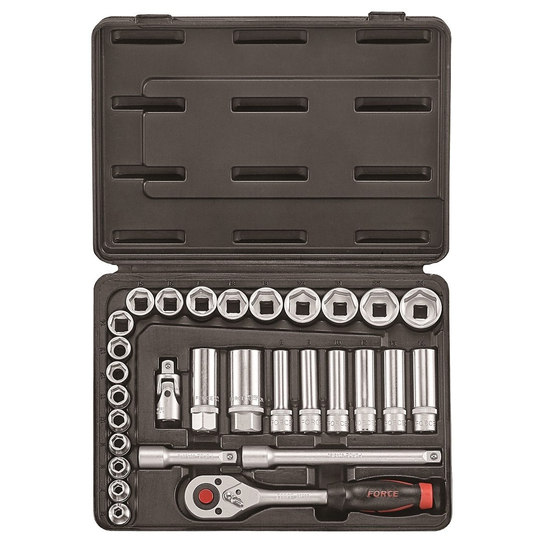 Force 30pc 3/8"DR. 6pt. Flank socket combination set
