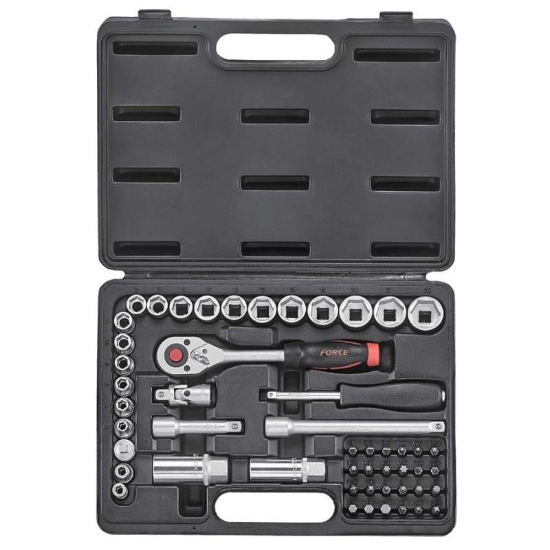 Force 51pc 3/8"DR. 6pt. Flank socket combination set
