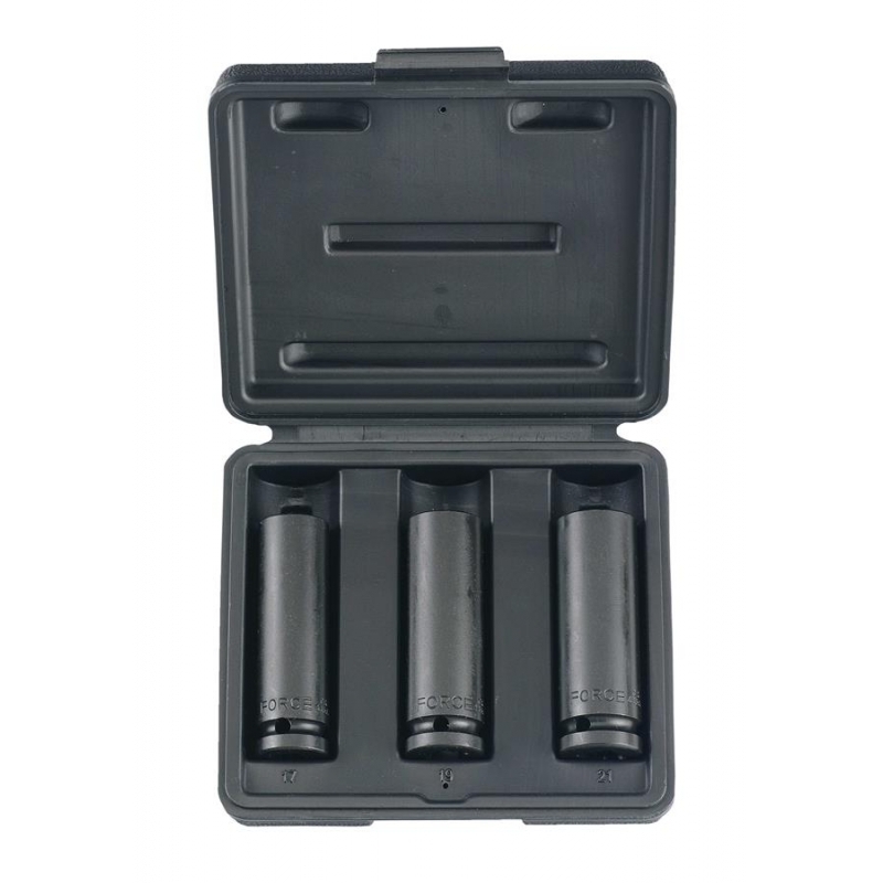 Force 3pc 1/2"DR. Thin-wall 6pt. flank deep impact socket set