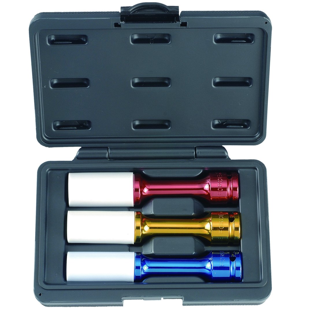 Force 3pc 1/2"DR. Colored 6pt. flank deep impact socket set 150mm