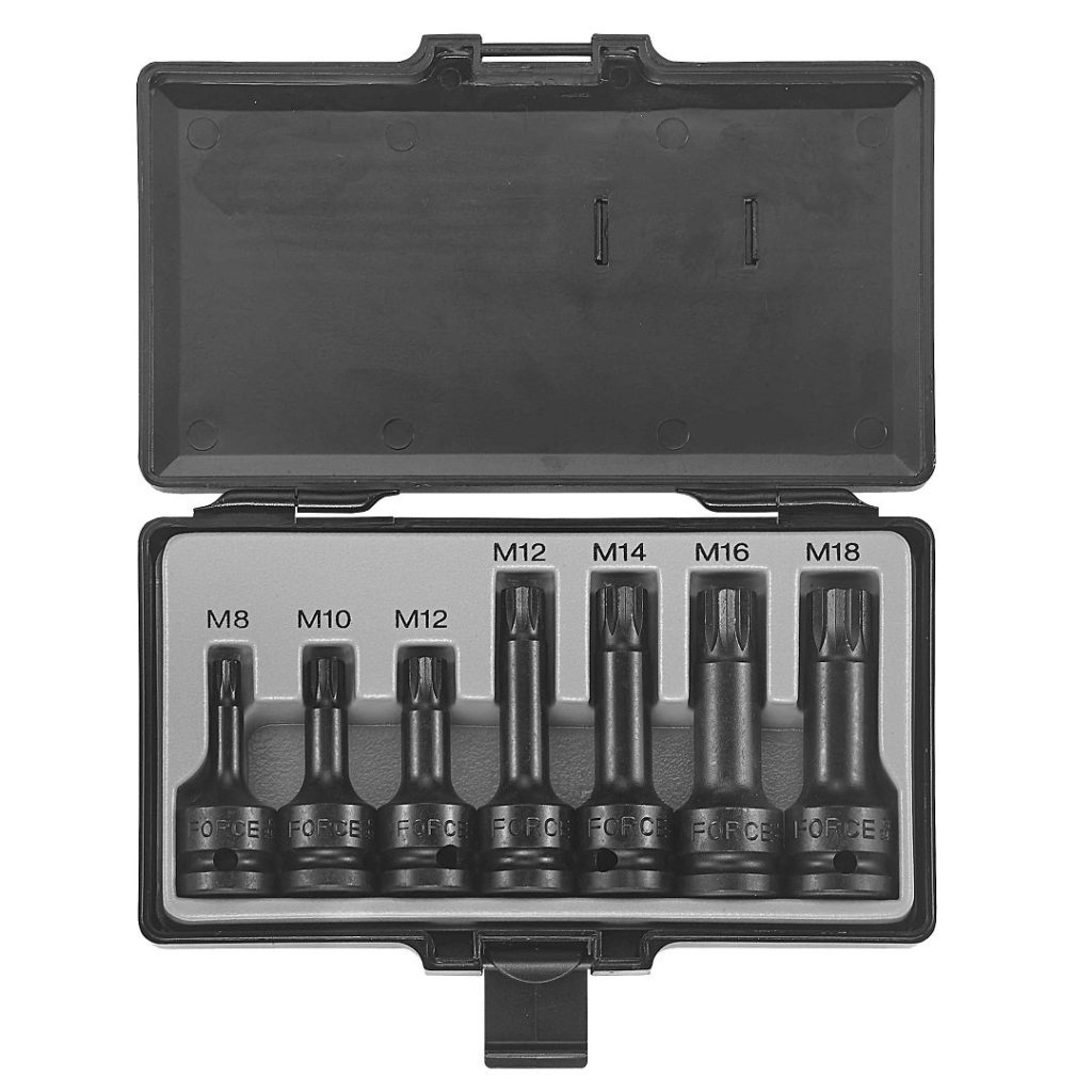 Force 7pc 1/2"DR. Spline impact socket bit set (one-piece)