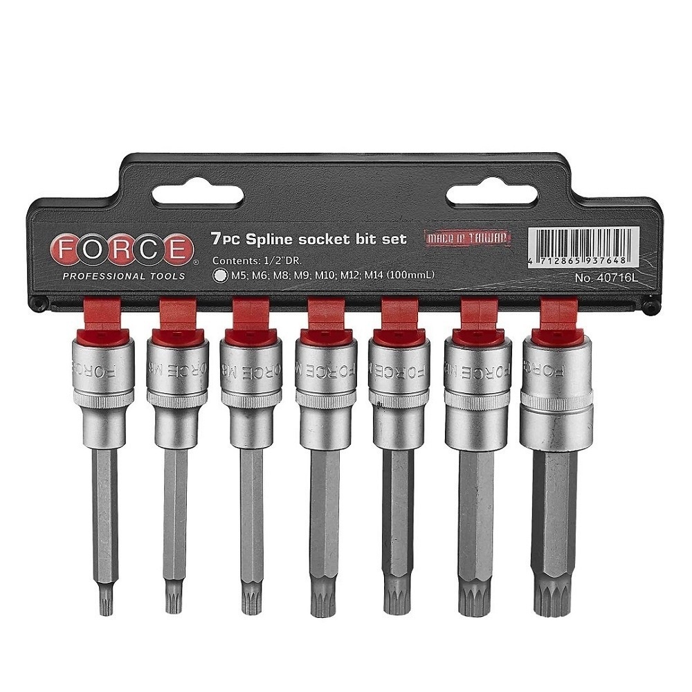 Force 7pc 1/2"DR. Spline socket bit set