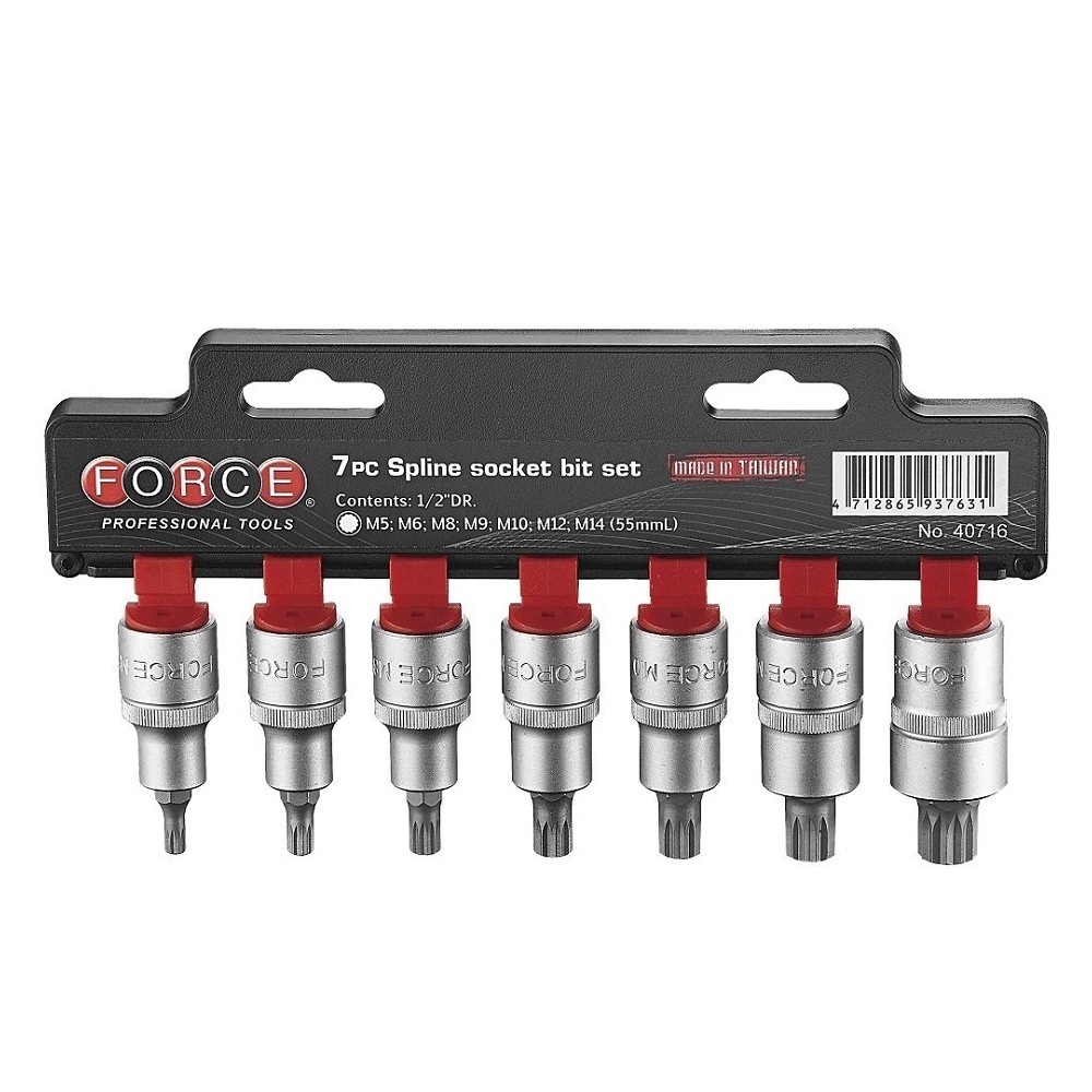 Force 7pc 1/2"DR. Spline socket bit set