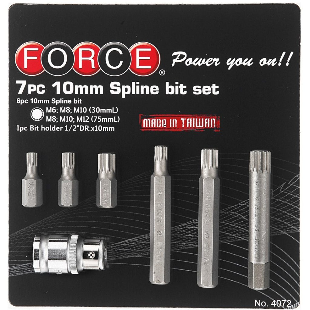 Force 7pc 10mm Spline bit set