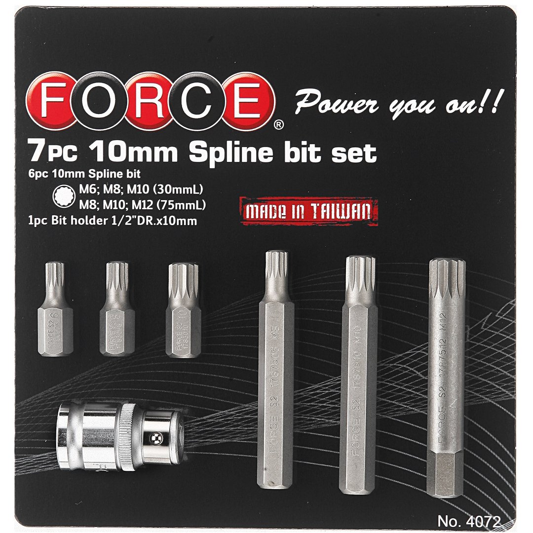 Force 7pc 10mm Spline bit set