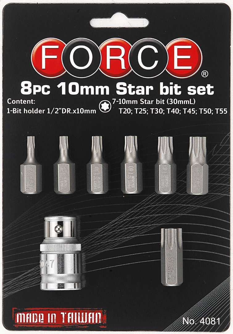 Force 8pc 10mm Star bit set