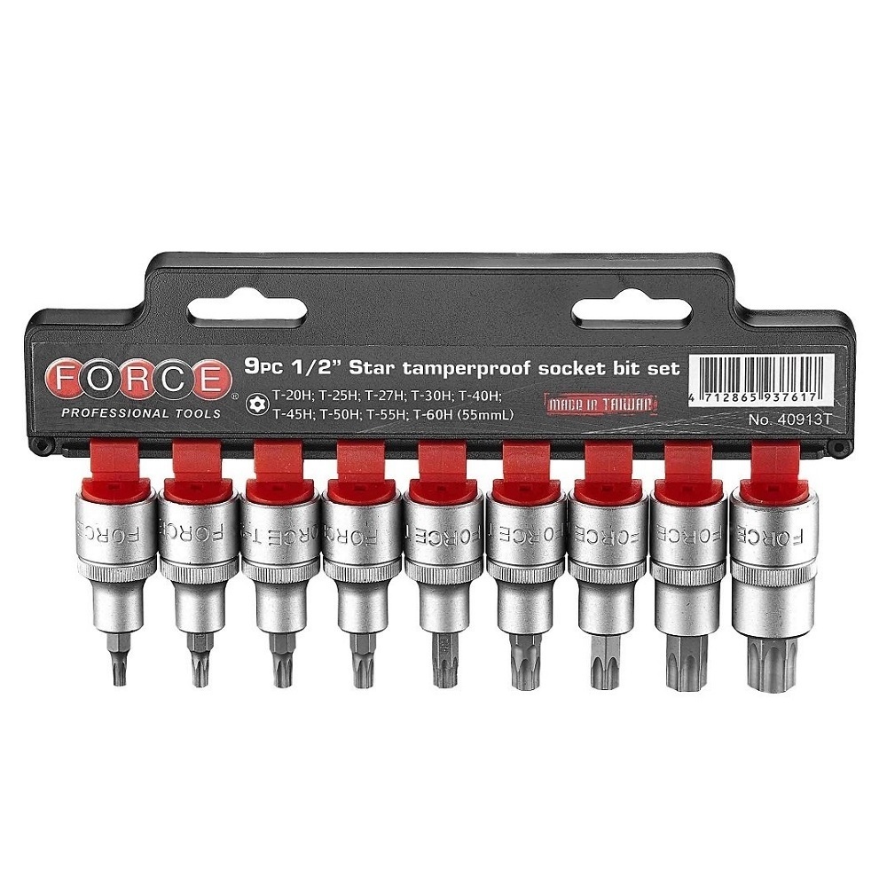 Force 9pc 1/2"DR. Star tamperproof socket bit set