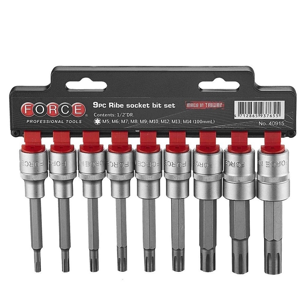 Force 9pc 1/2"DR. Ribe socket bit set