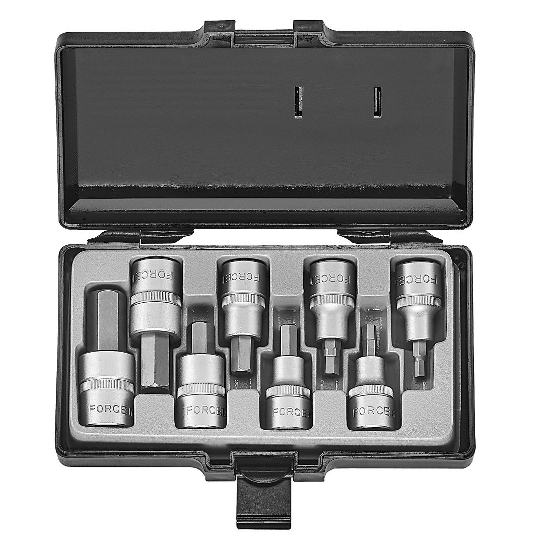 Force 8pc 1/2"DR. Hex socket bit set SAE