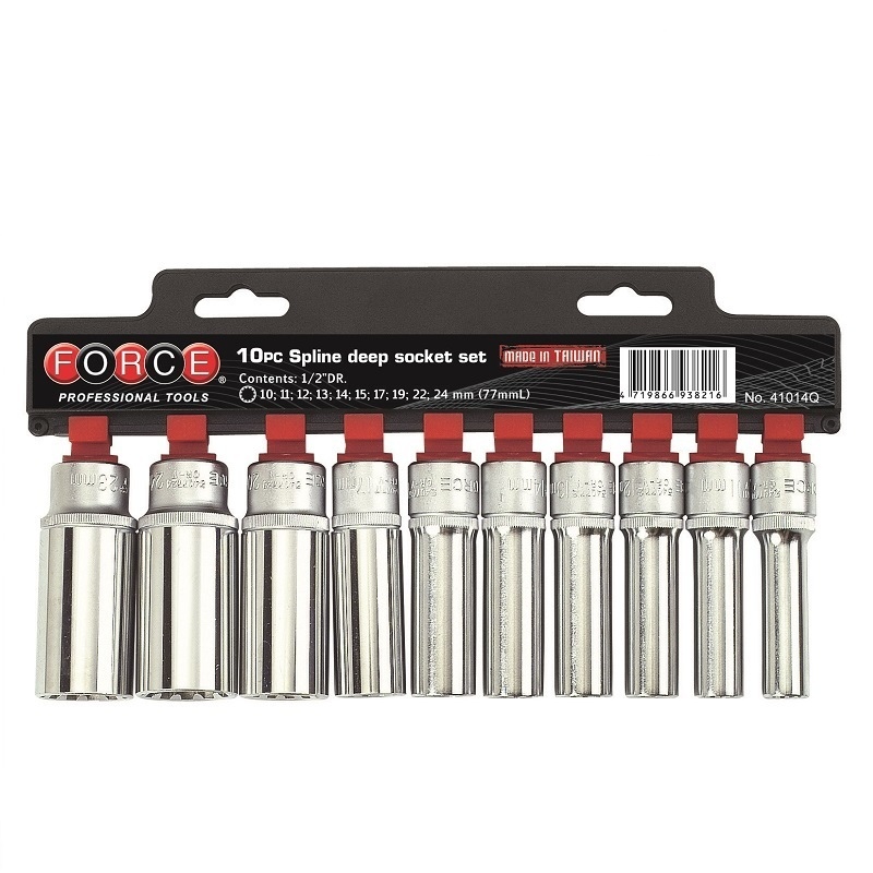 Force 10pc 1/2"DR. Spline deep socket set