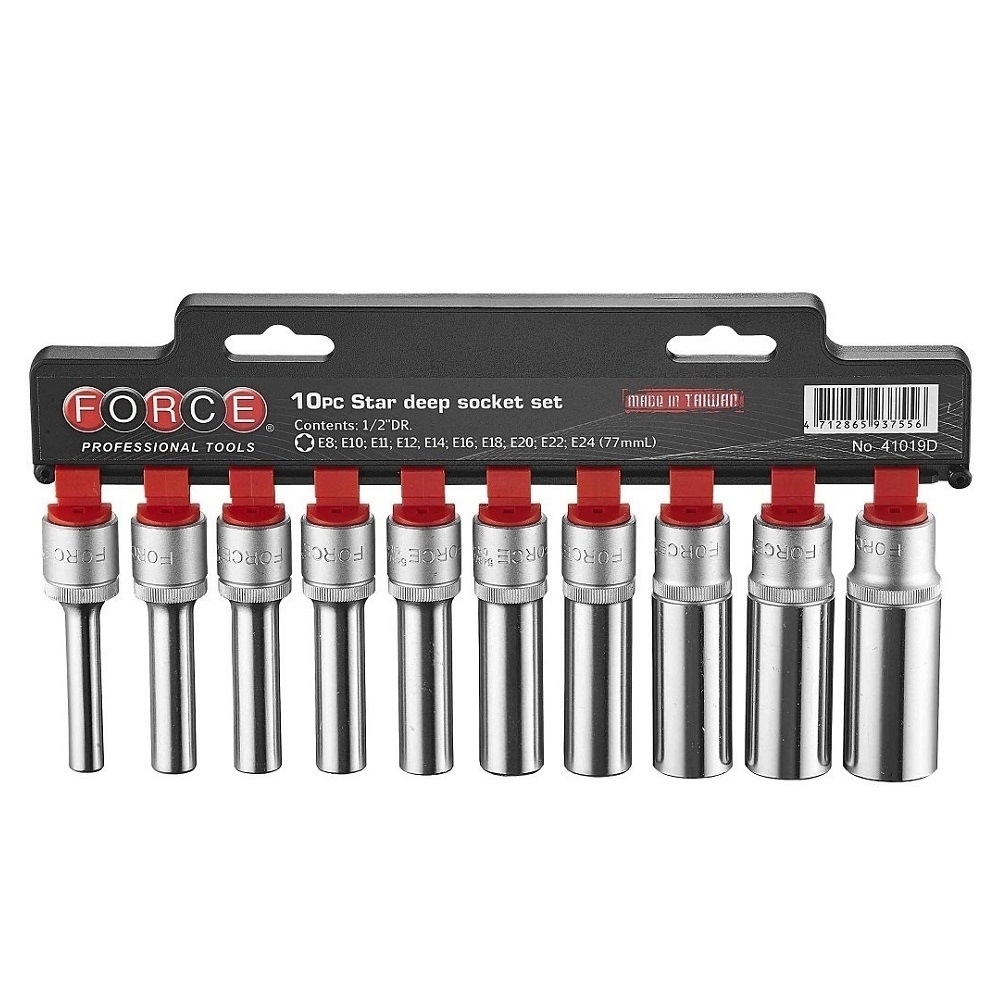 Force 10pc 1/2"DR. Star deep socket set