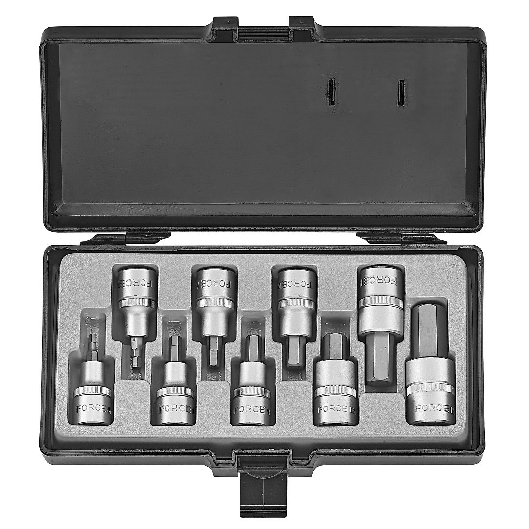 Force 9pc 1/2"DR. Hex socket bit set SAE