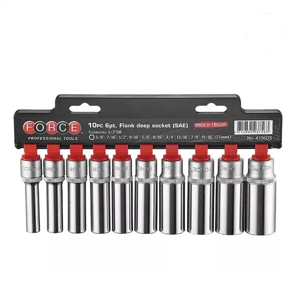 Force 10pc 1/2"DR. Deep socket set (SAE)