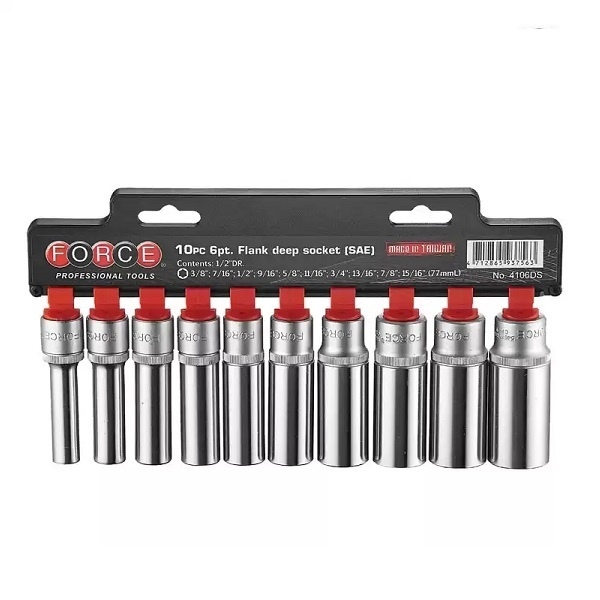 Force 10pc 1/2"DR. Deep socket set (SAE)