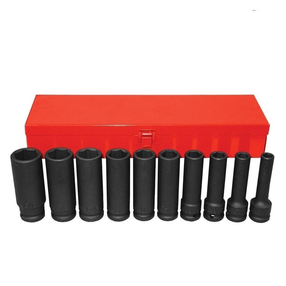 Force 10pc 1/2"DR. 6pt. Flank deep impact socket set (SAE)