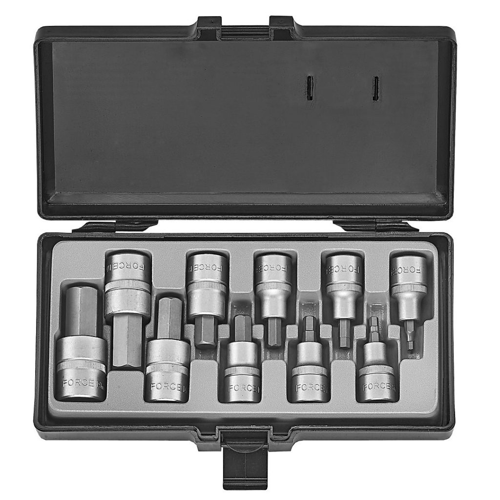 Force 10pc 1/2"DR. Hex socket bit set SAE