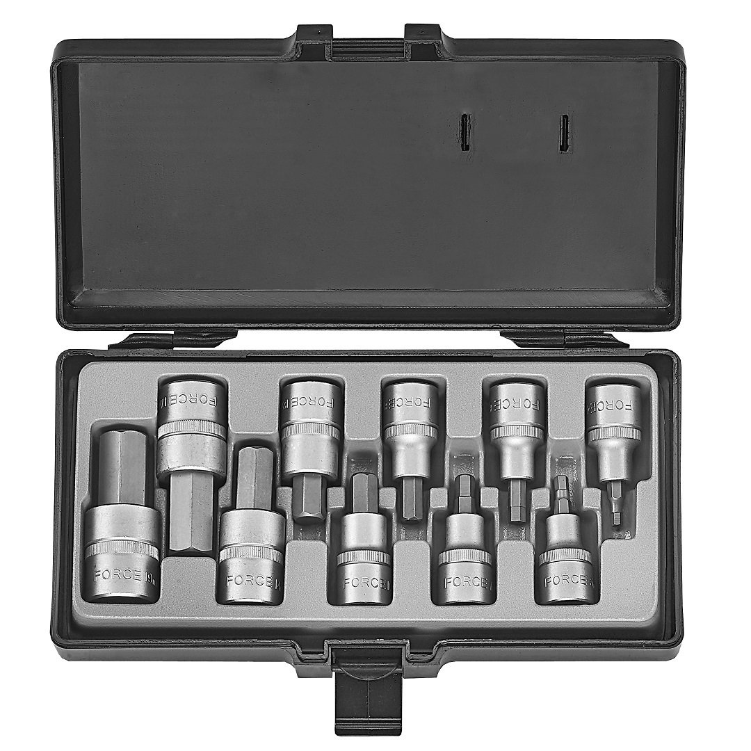 Force 10pc 1/2"DR. Hex socket bit set SAE