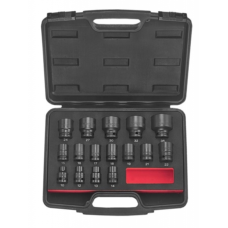 Force 16pc 1/2"DR. 6pt. Flank impact socket set