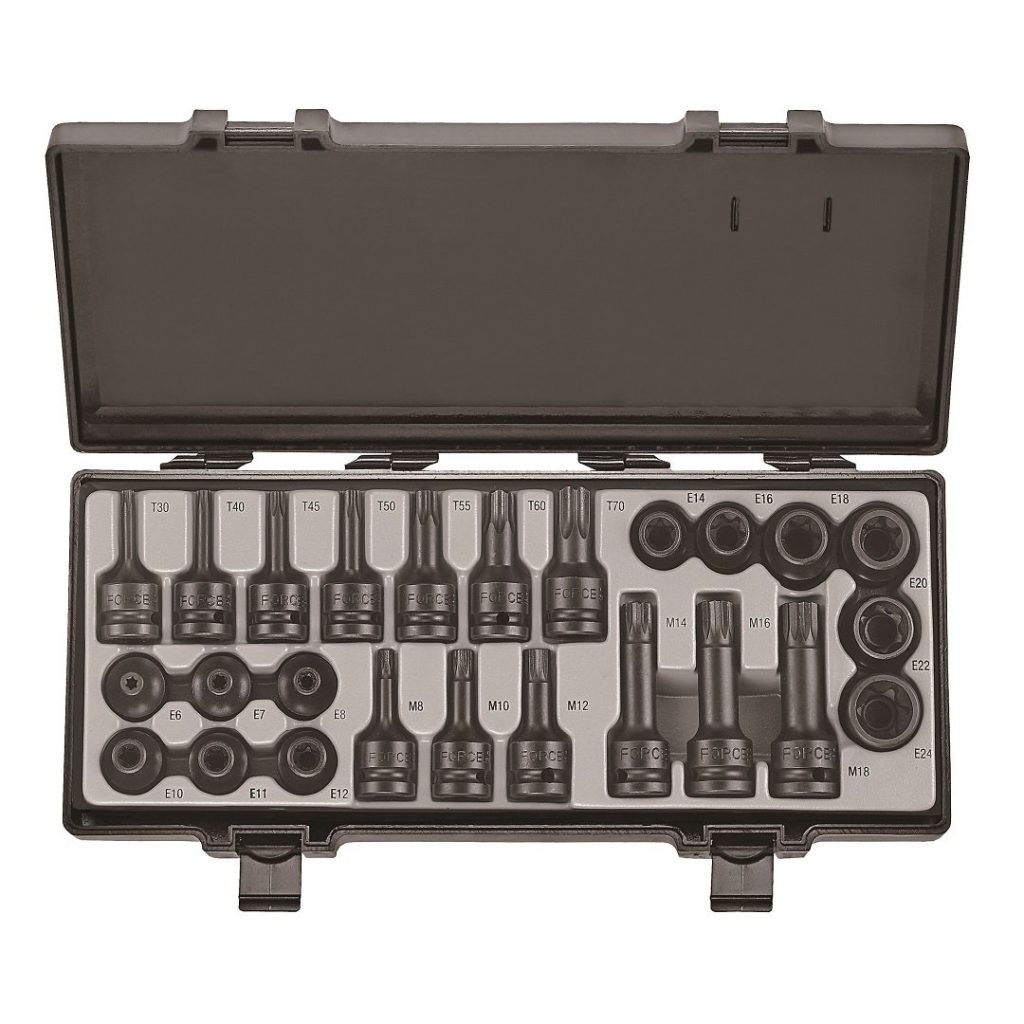 Force 25pc 1/2"DR. Impact star socket & star and spline socket bit set