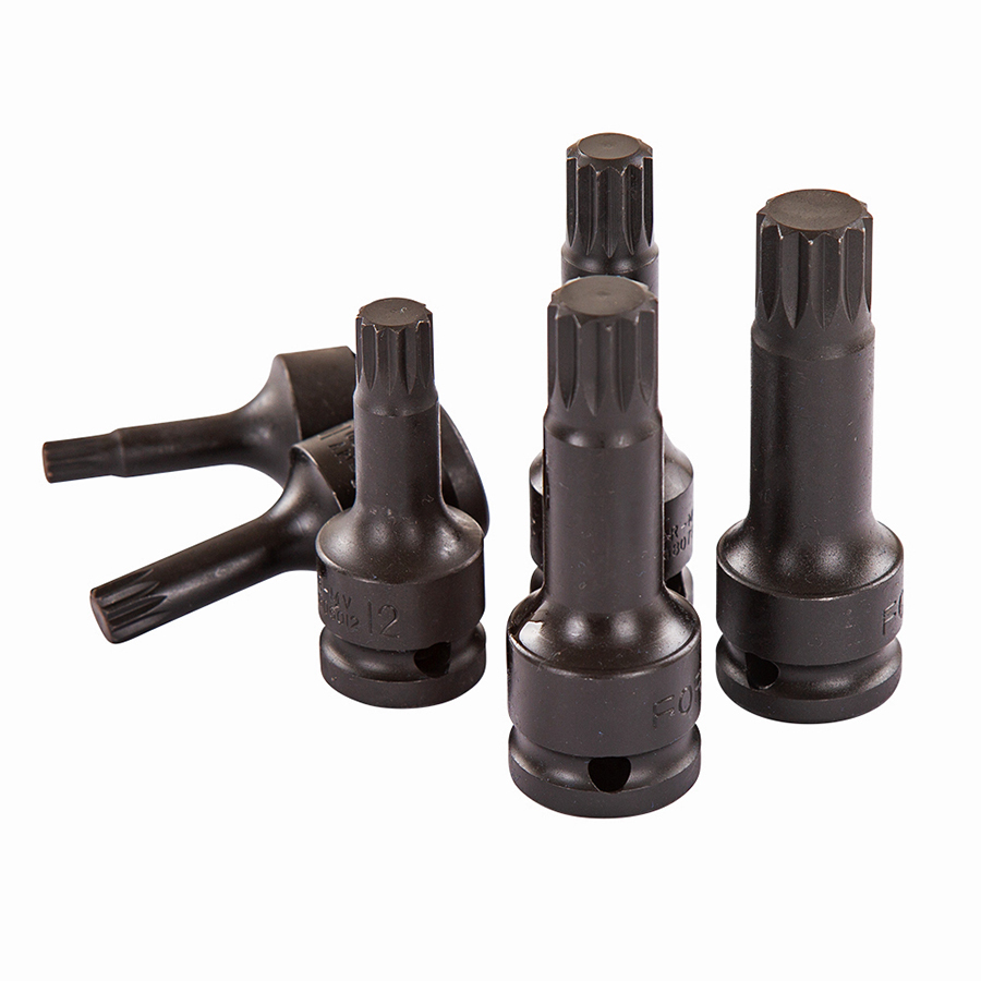 Force 1/2" Hex - Star - Spline impact socket bit set 26pc