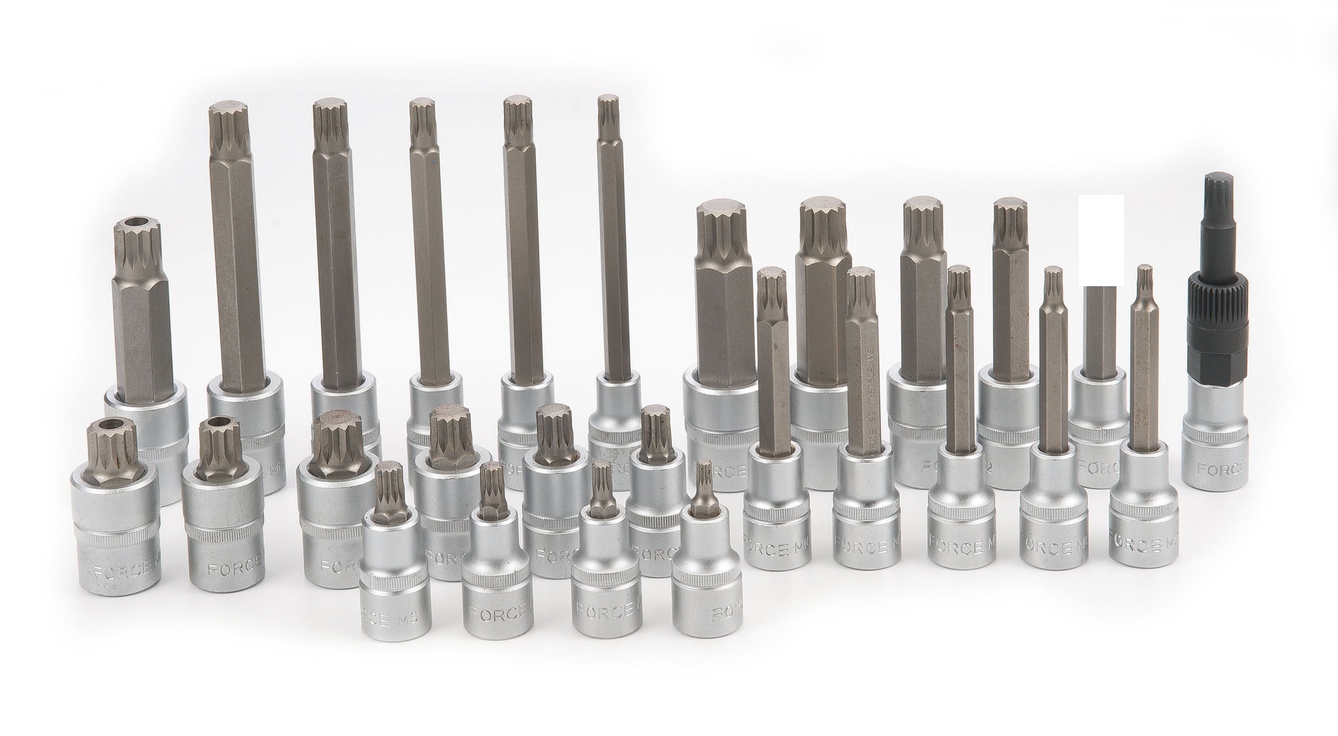 Force 28pc 1/2"DR. Spline socket bit set