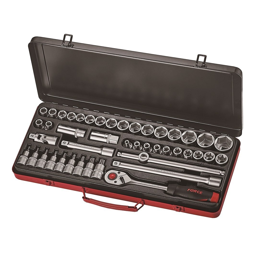 Force 44pc 1/2"DR. 6pt. Flank & star socket combination set