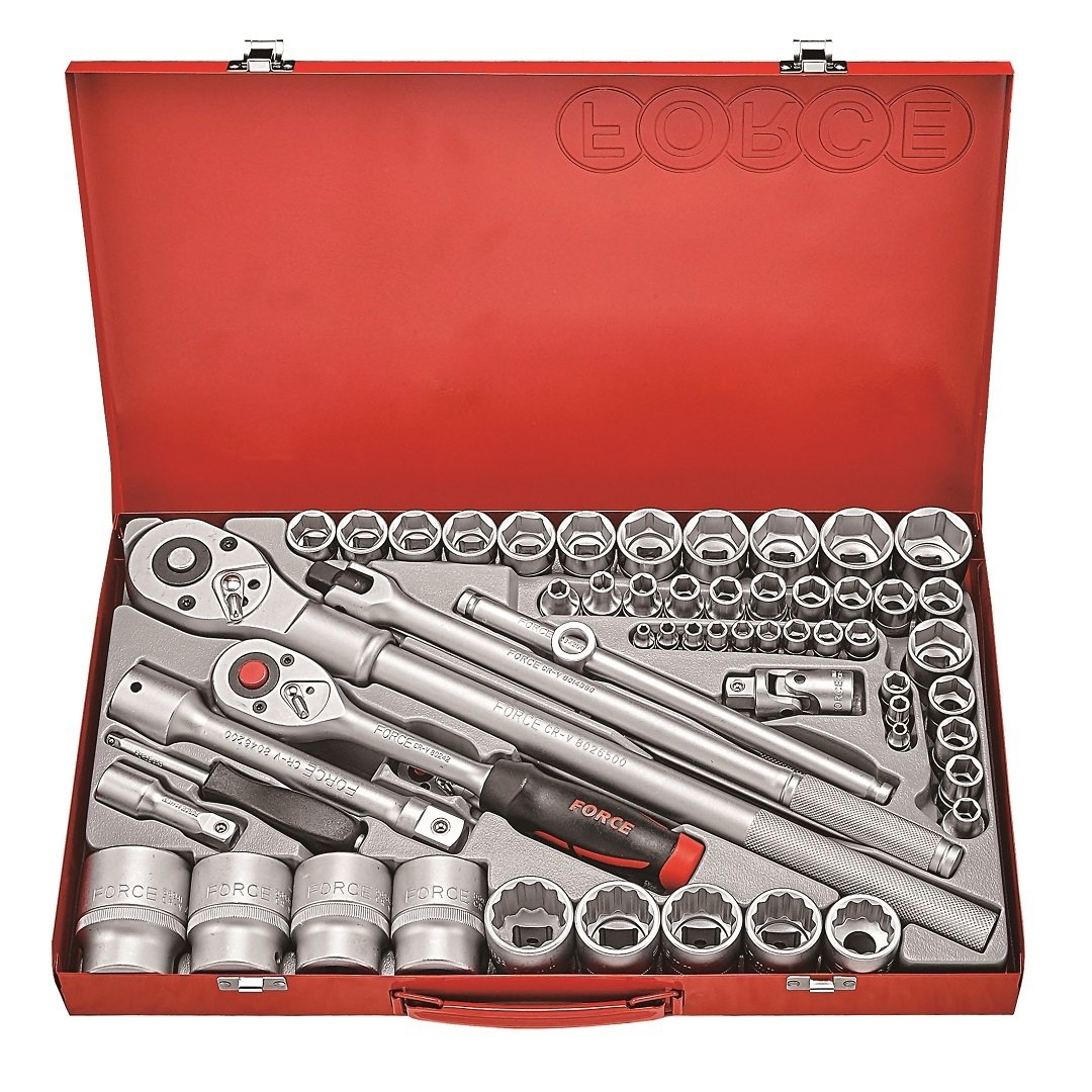 Force 65pc 1/4" & 1/2" & 3/4" Socket combination set (S&M)